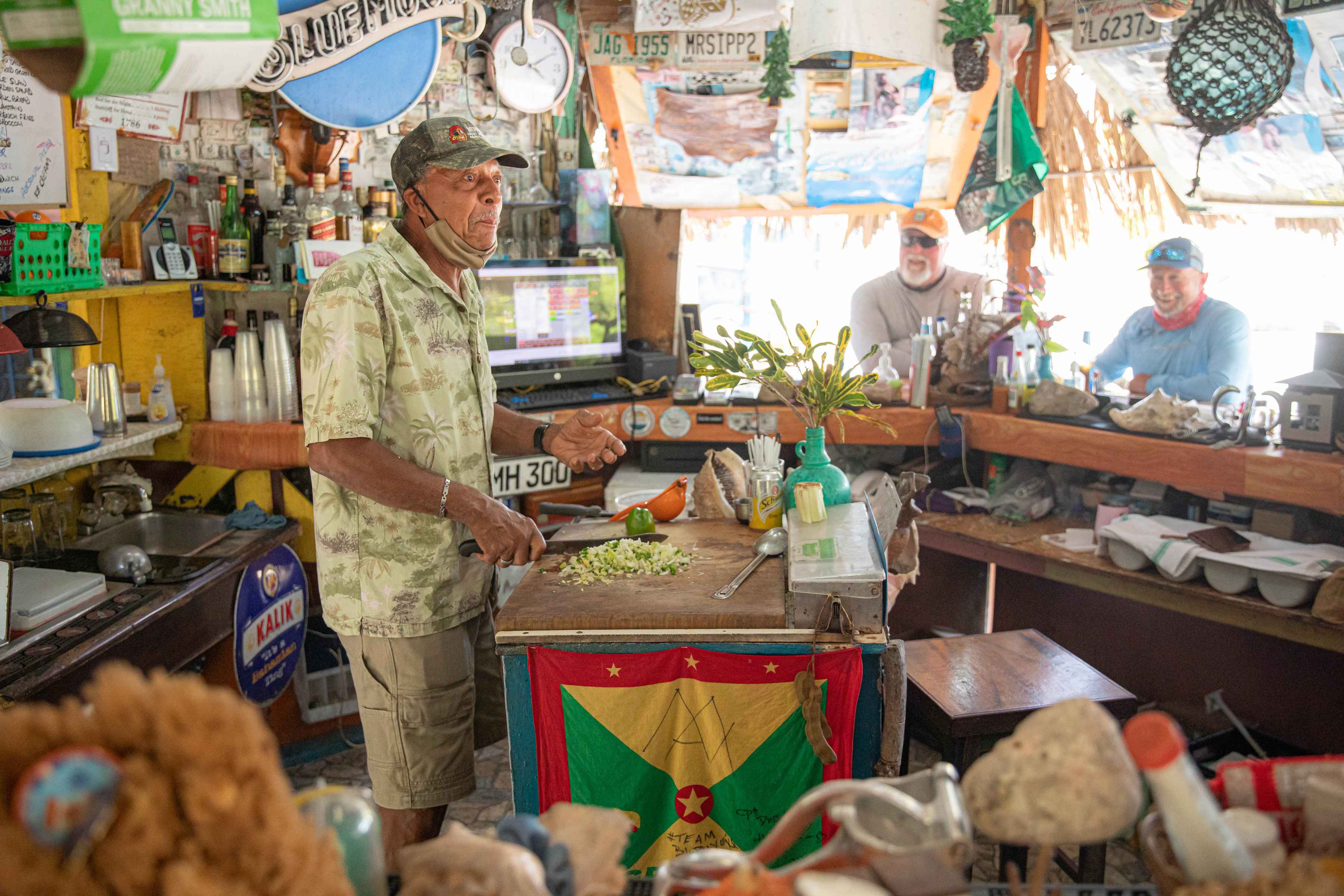 Max, the proprietor of Max's Conch Bar & Grill, prepares fresh conch salad (photo: Chad Shmukler). max's conch bar and grill - long island