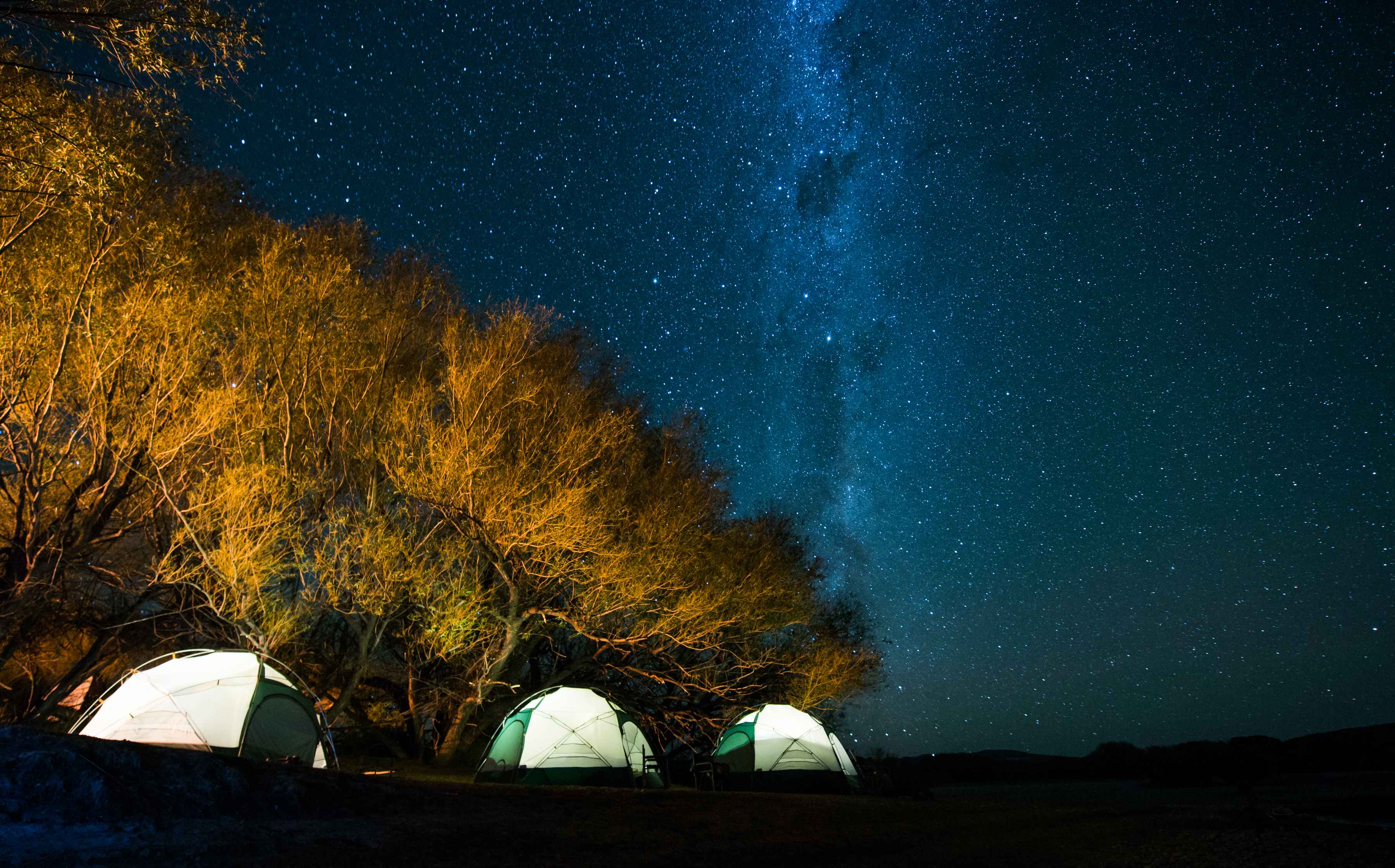 The unspoiled, lightless skies at camp offer unparalleled views of the night sky and southern cross (photo: Isaias Miciu). PRG Unplugged - Limay River, Patagonia