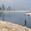 Casting a double taper fly line on the Firehole River in Yellowstone National Park