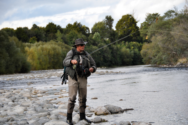 Guide Paul van da Loo on the Motueka River. Motueka River - New Zealand