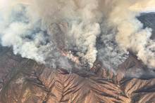 Aerial view of the Bridge Fire on Angeles National Forest on September 9, 2024 